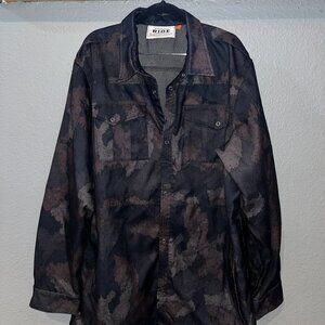 RIDE SNOWBOARDS Shred Gear Camo Black & Brown Snow Jacket Shacket -EUC - XL